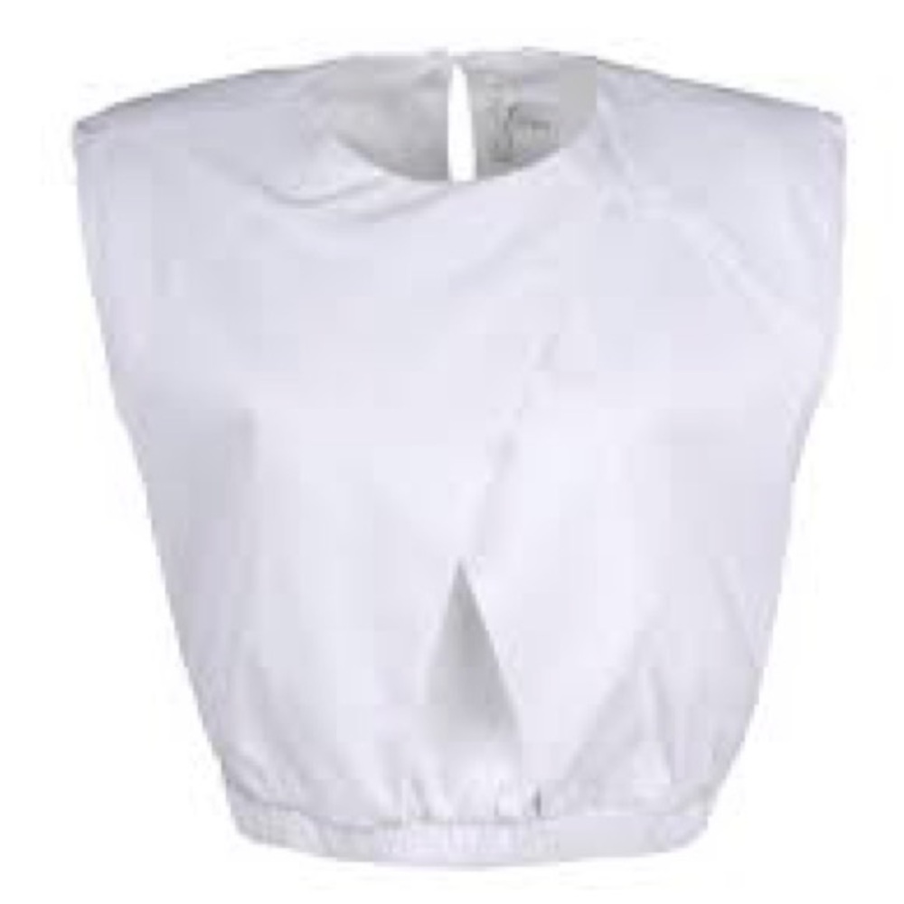 Sydney White Cap-Sleeve Crop Top, Medium